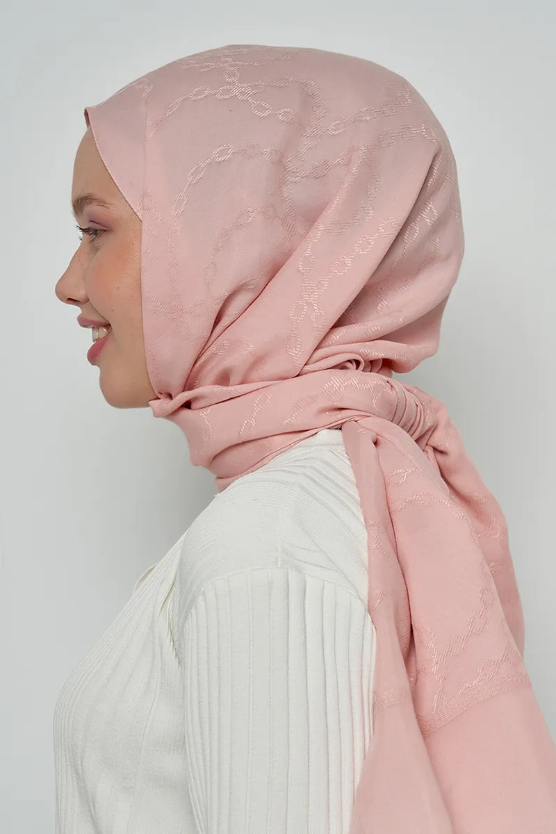 Jakar Pamuk Şal Zincir Desen - Pudra