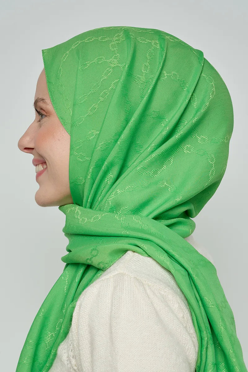 Jakar Pamuk Şal Zincir Desen - Yeşil