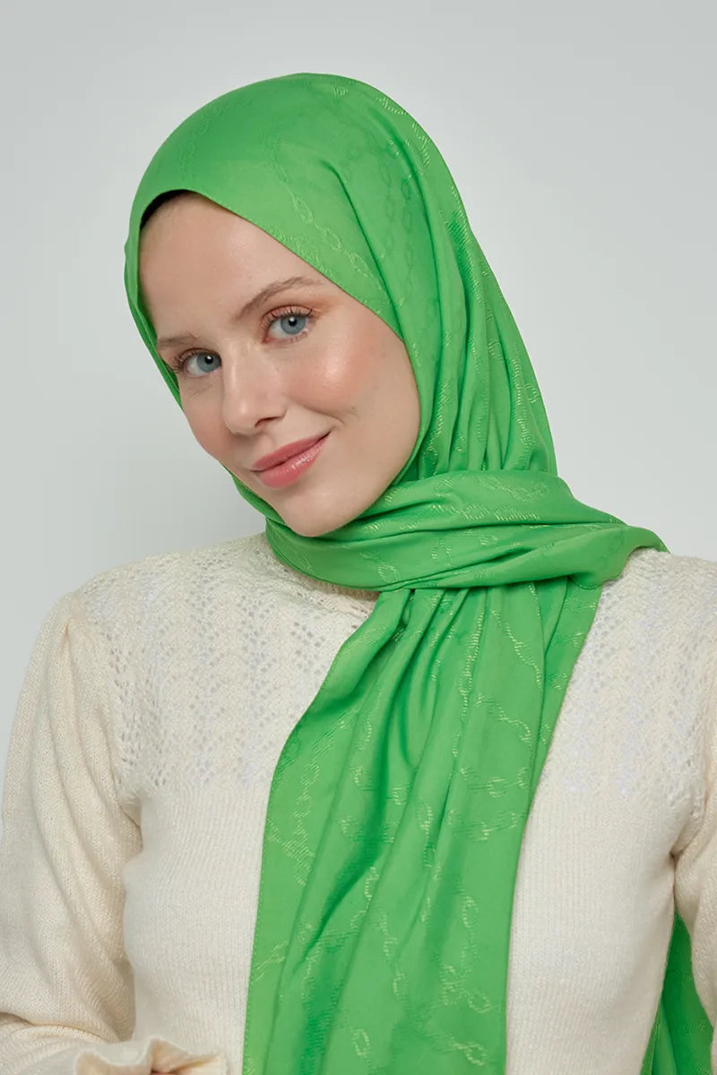 Jakar Pamuk Şal Zincir Desen - Yeşil