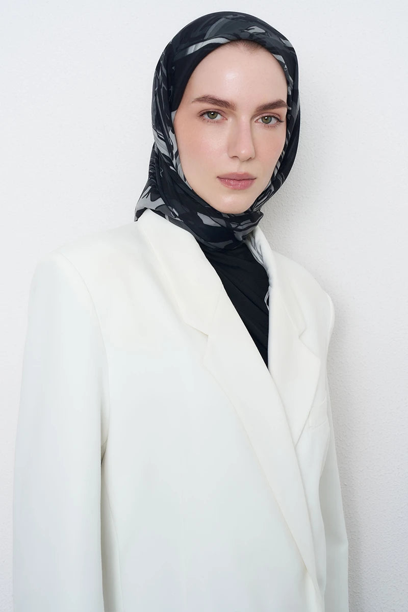 Leyl Twill İpek Eşarp - Lacivert