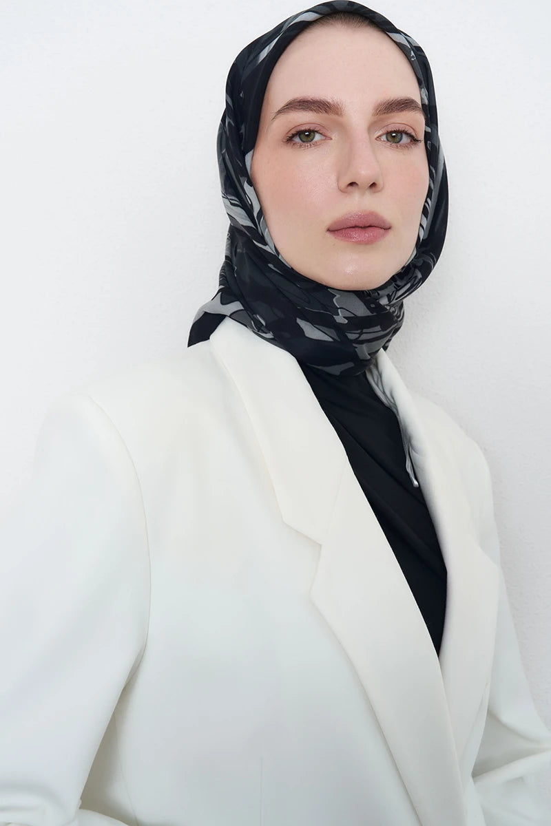 Leyl Twill İpek Eşarp - Lacivert