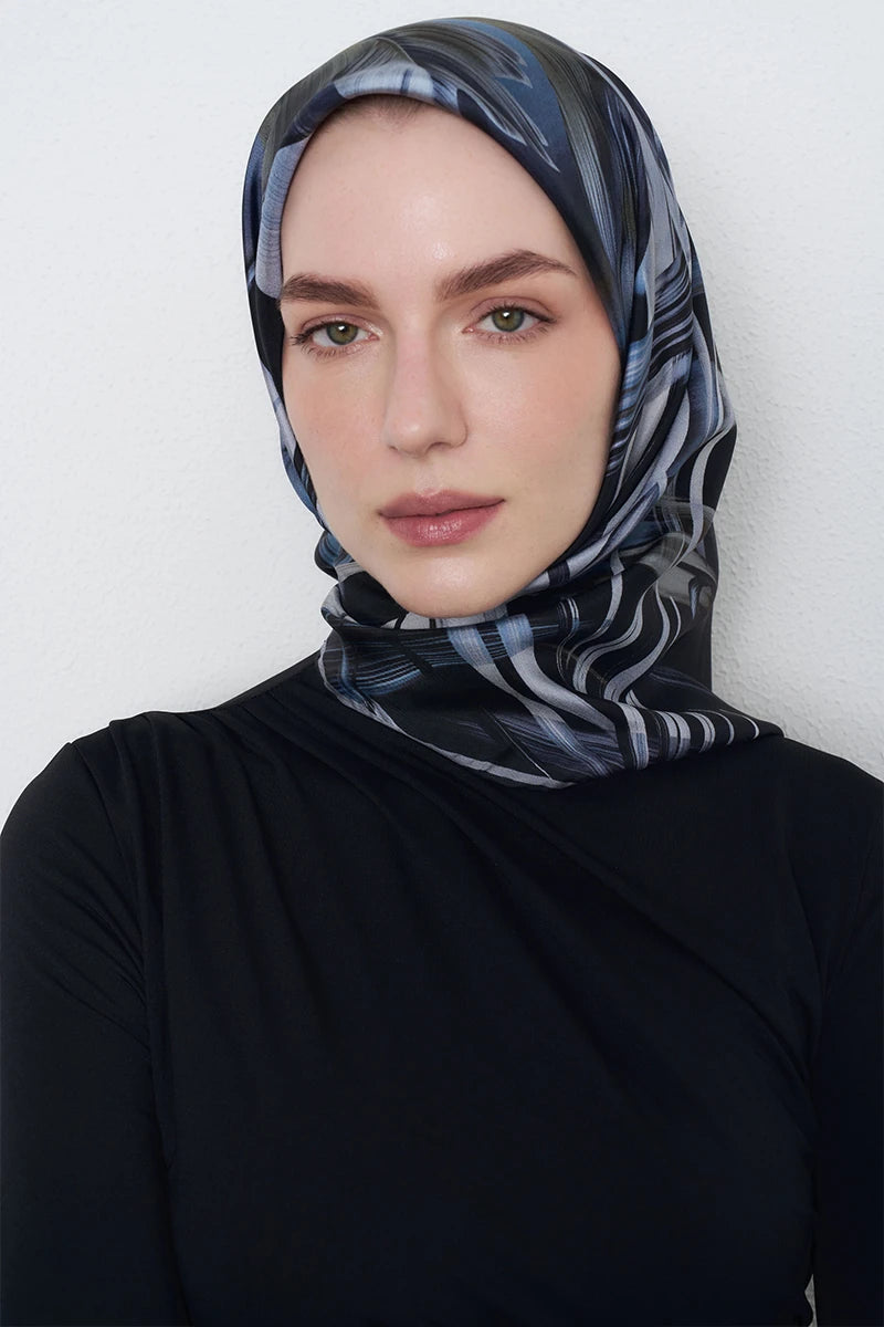 Leyl Twill İpek Eşarp - Siyah
