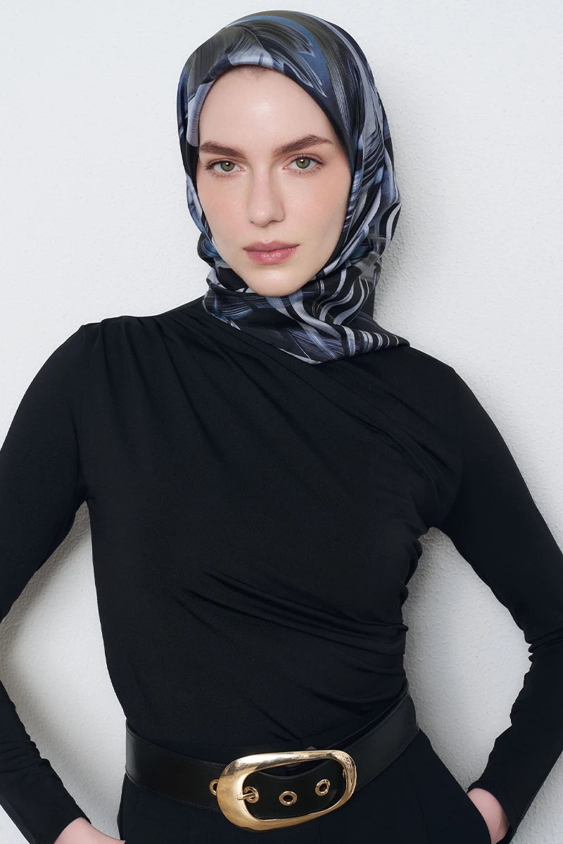 Leyl Twill İpek Eşarp - Siyah