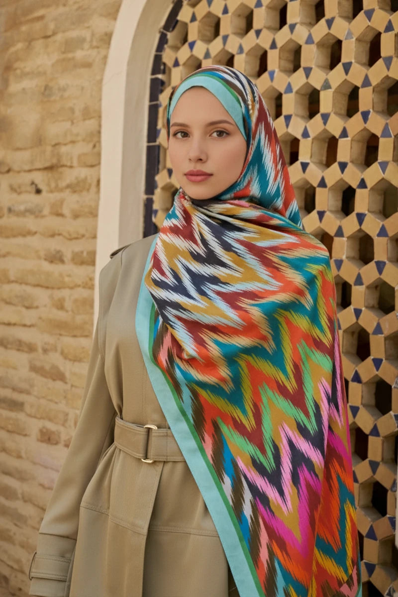 Missoma Floş Viskon Şal - Mavi