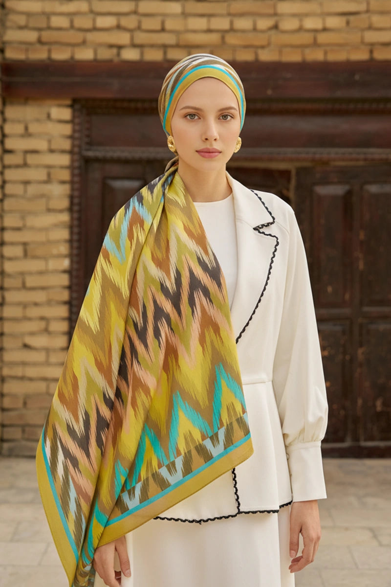 Missoma Floş Viskon Şal - Yağ Yeşili