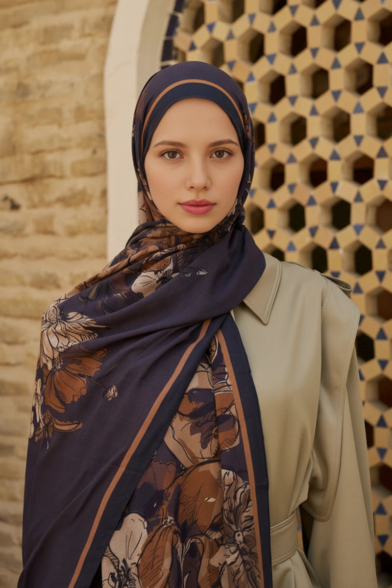 Nadia Cotton Modal Shawl - Dark Brown