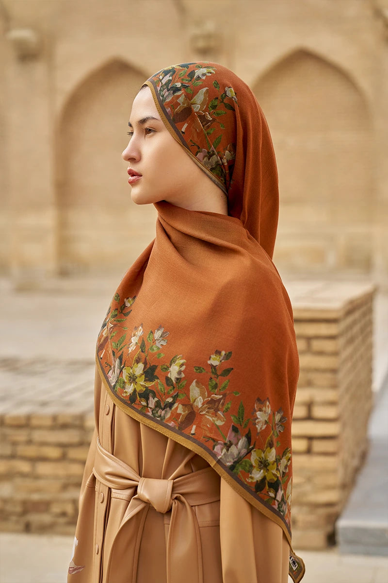 Nev Yün İpek Şal - Kiremit