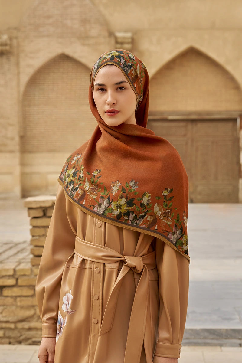 Nev Yün İpek Şal - Kiremit