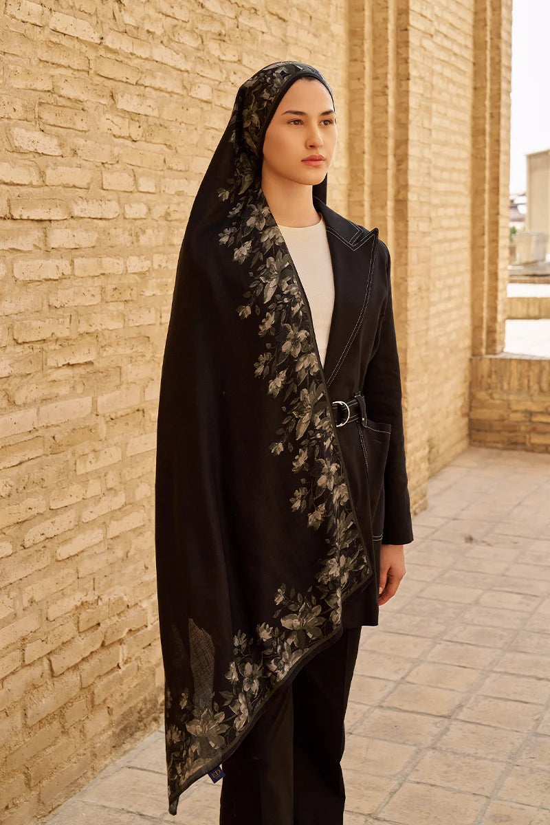 Nev Yün İpek Şal - Siyah