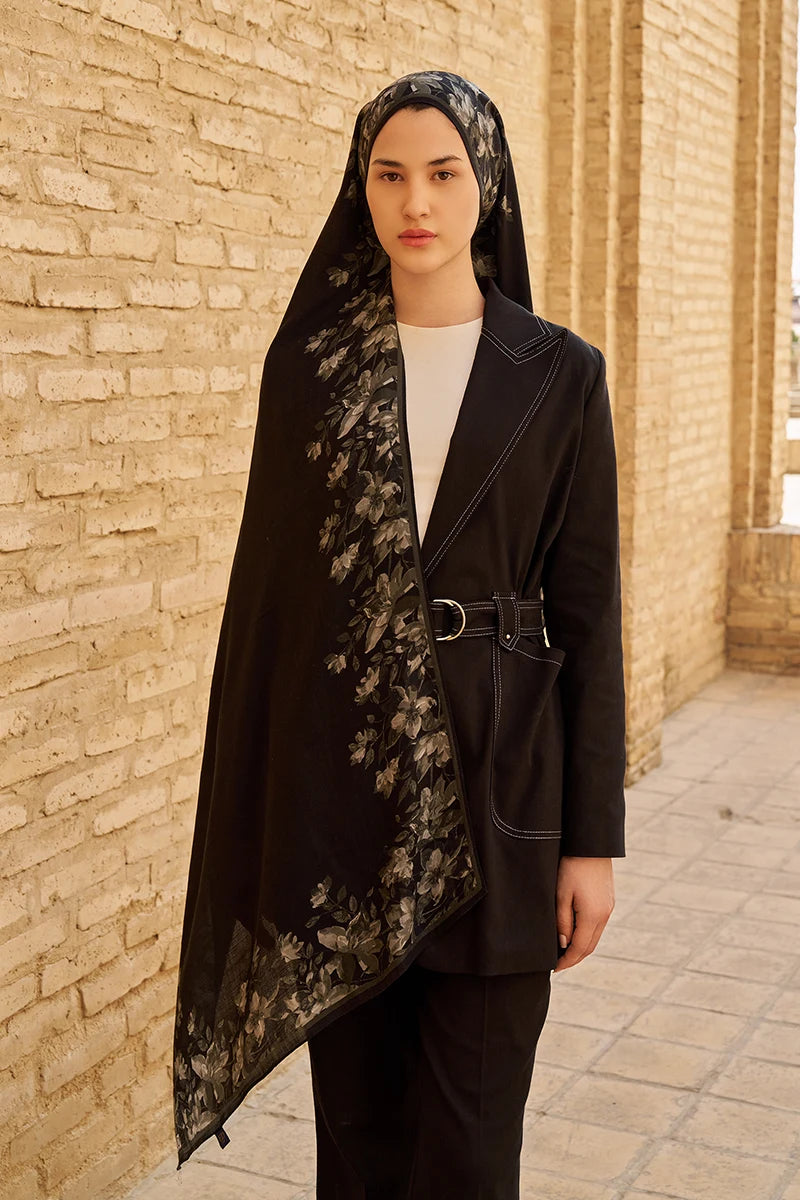 Nev Yün İpek Şal - Siyah