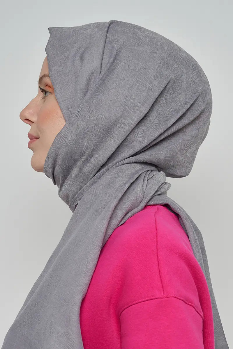 Pamuklu Şal Yaprak Desen - Füme