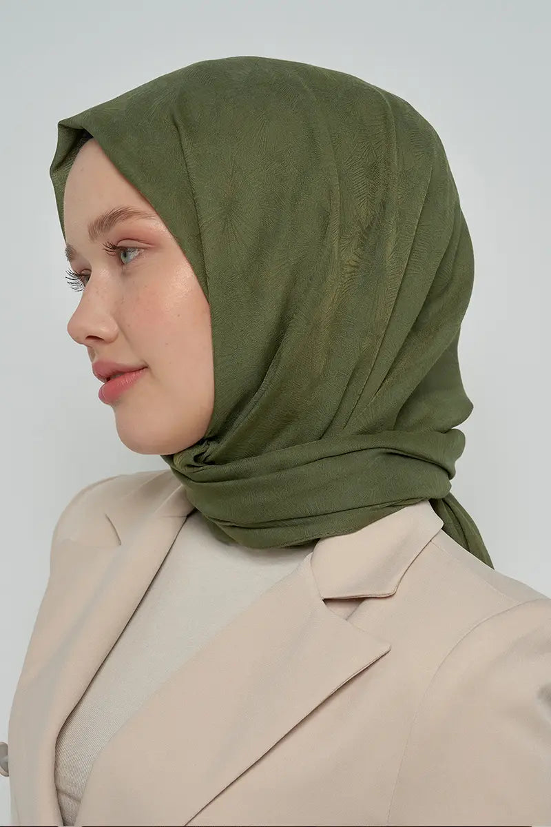 Pamuklu Şal Yaprak Desen - Nefti