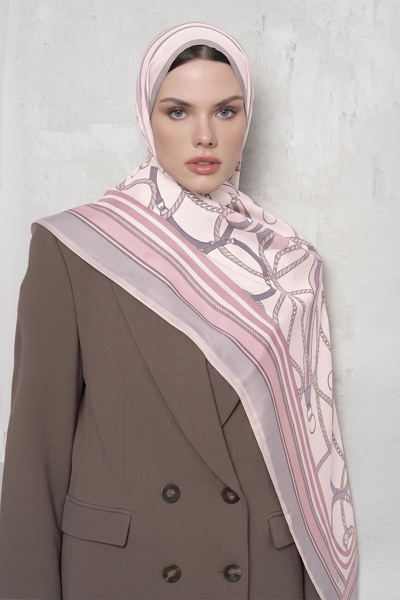 Floş Viskon Şal Reins Desen - Pembe