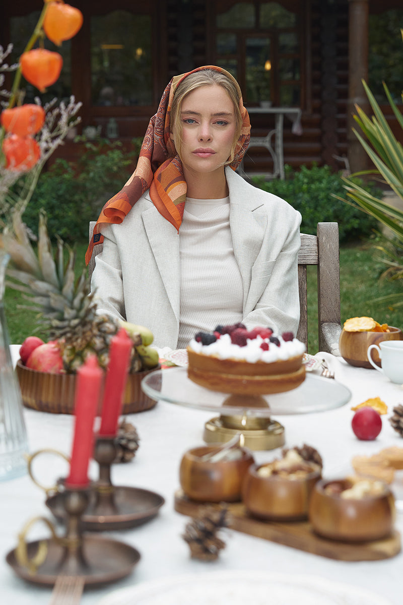 Lace Modal Eşarp - Turuncu