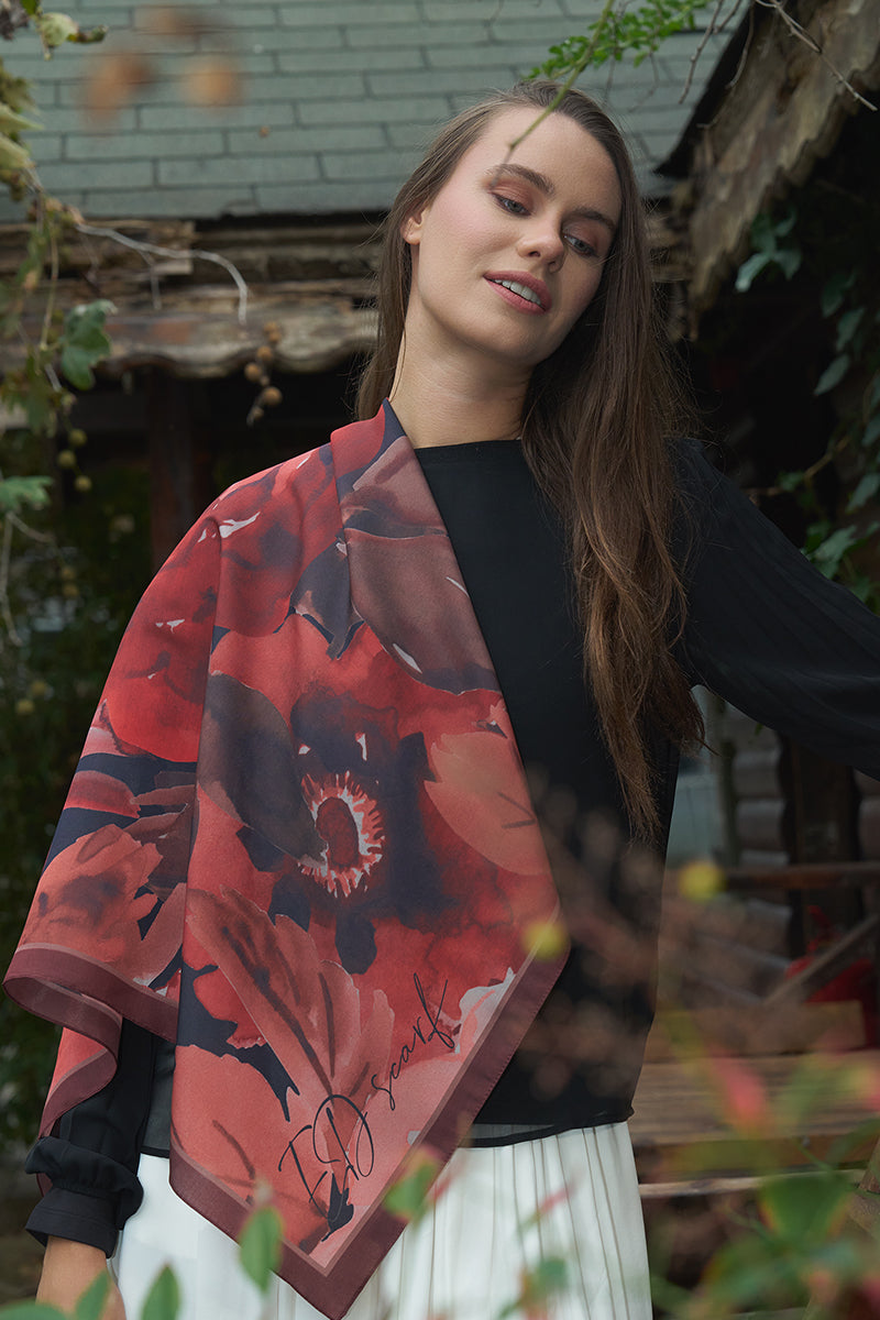 Rosa Modal Eşarp - Koyu Kırmızı