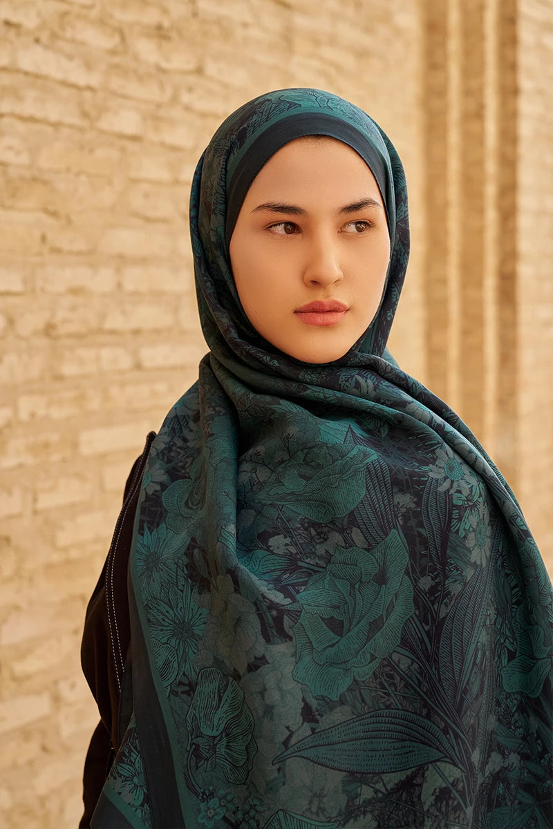 Rustle Floş Viskon Şal - Petrol