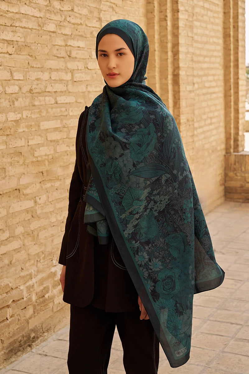 Rustle Floş Viskon Şal - Petrol