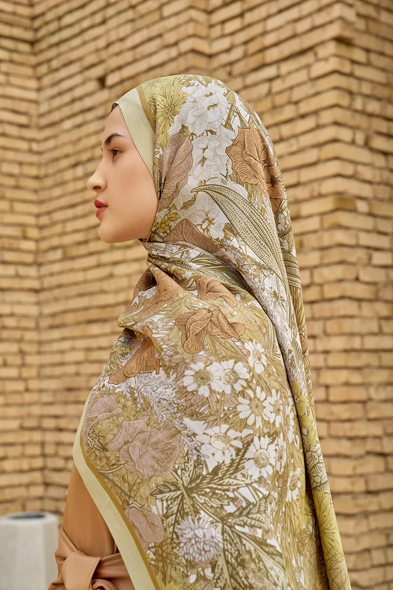 Rustle Floş Viskon Şal - Yağ Yeşili