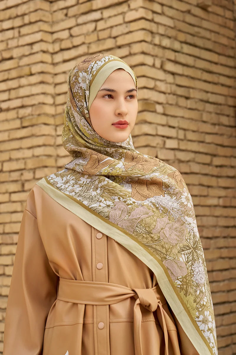 Rustle Floş Viskon Şal - Yağ Yeşili