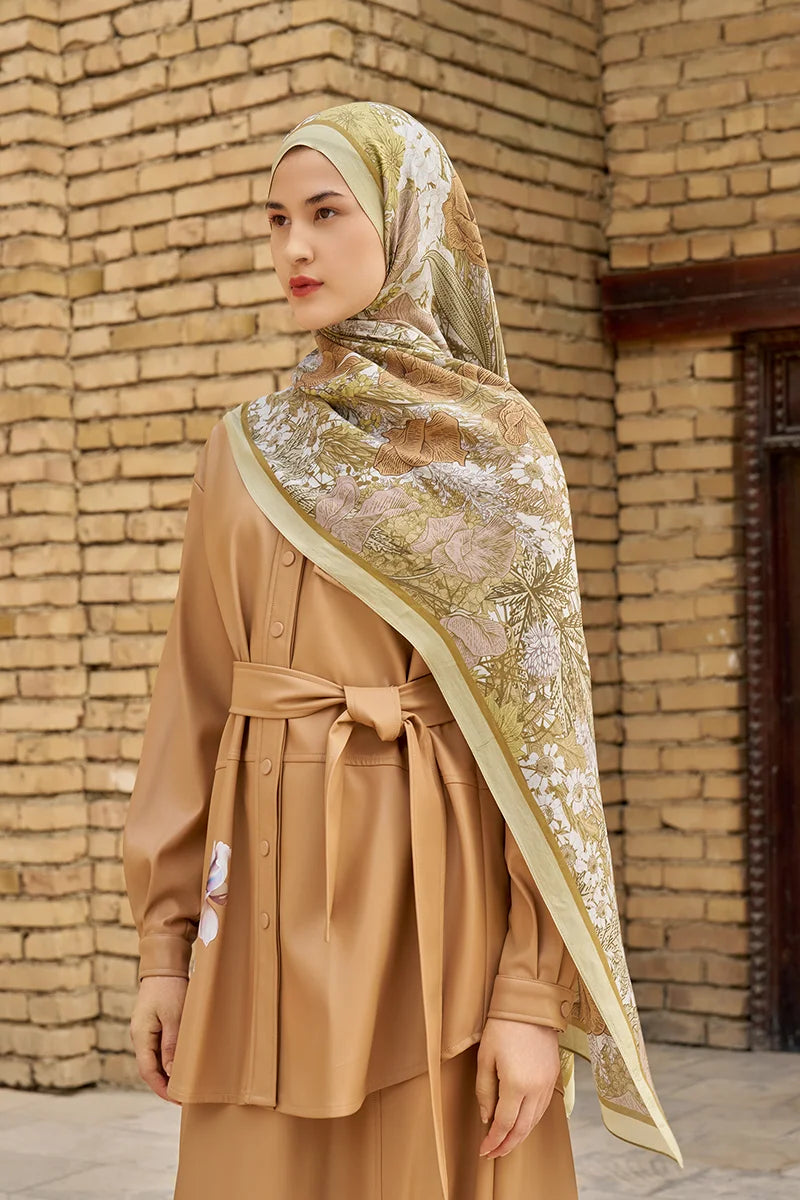 Rustle Floş Viskon Şal - Yağ Yeşili