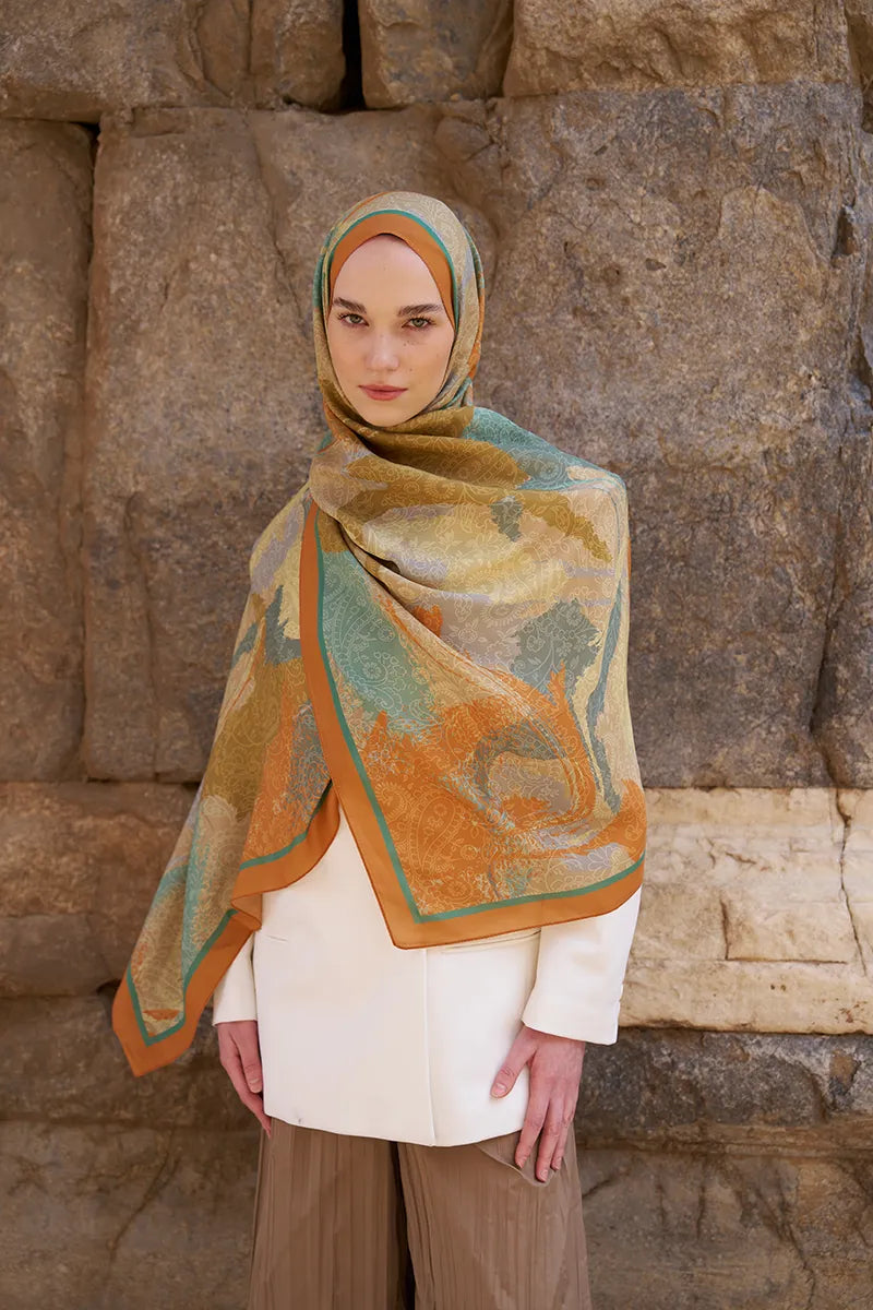 Sunrise Dream Pattern Shawl - Orange