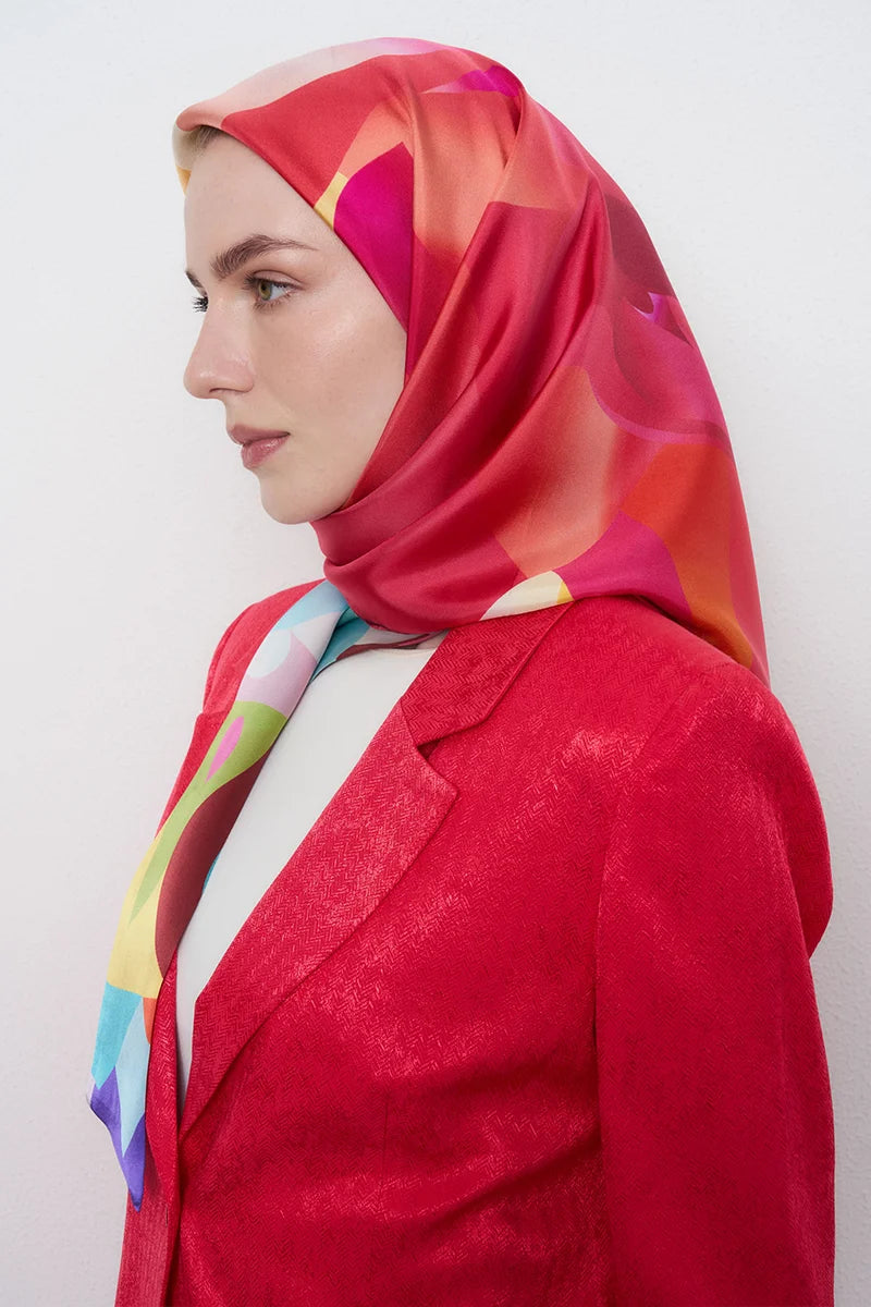 Serap Twill İpek Eşarp - Pembe