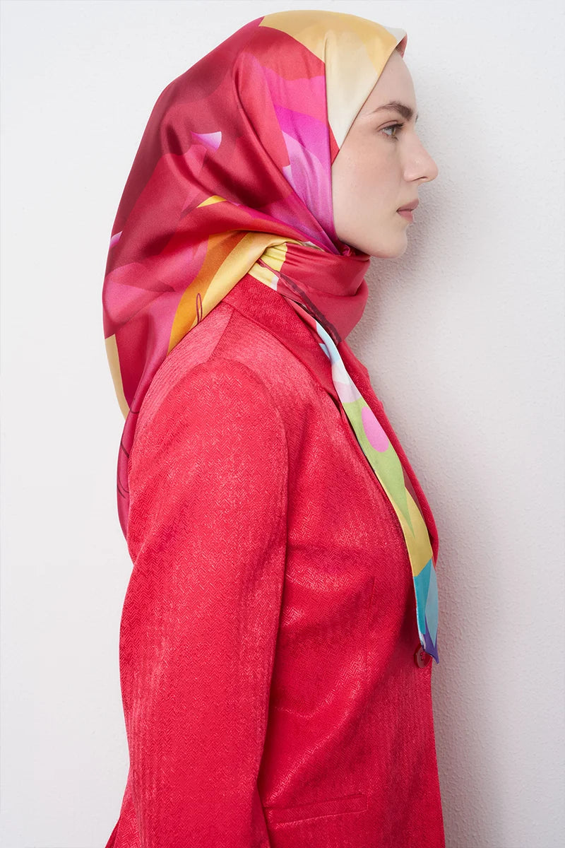 Serap Twill İpek Eşarp - Pembe
