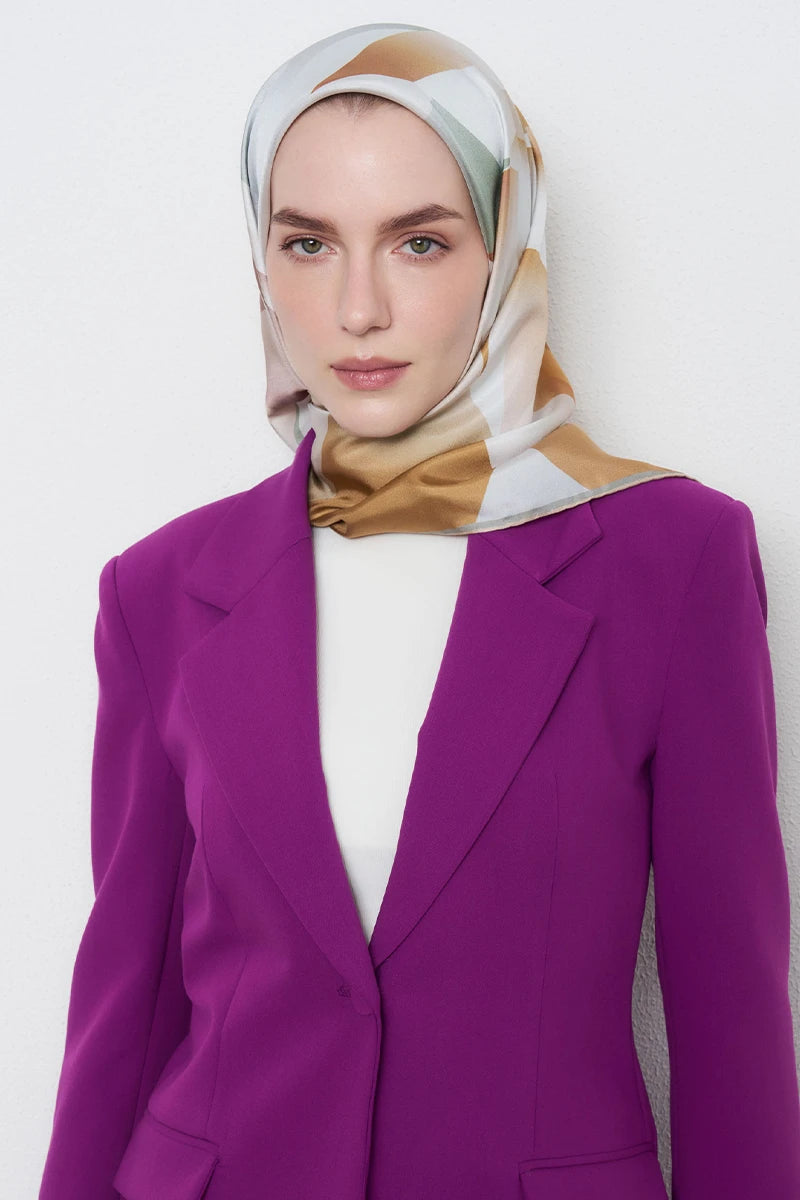 Serap Twill İpek Eşarp - Bej