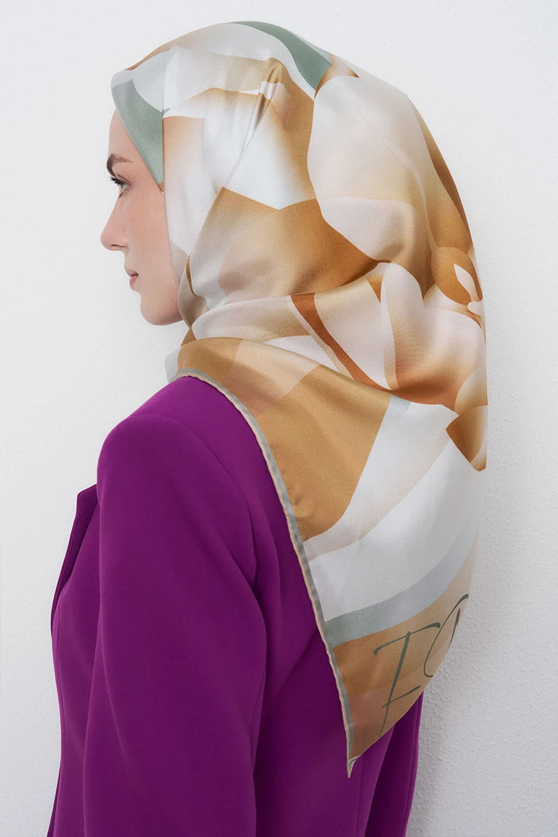 Serap Twill İpek Eşarp - Bej
