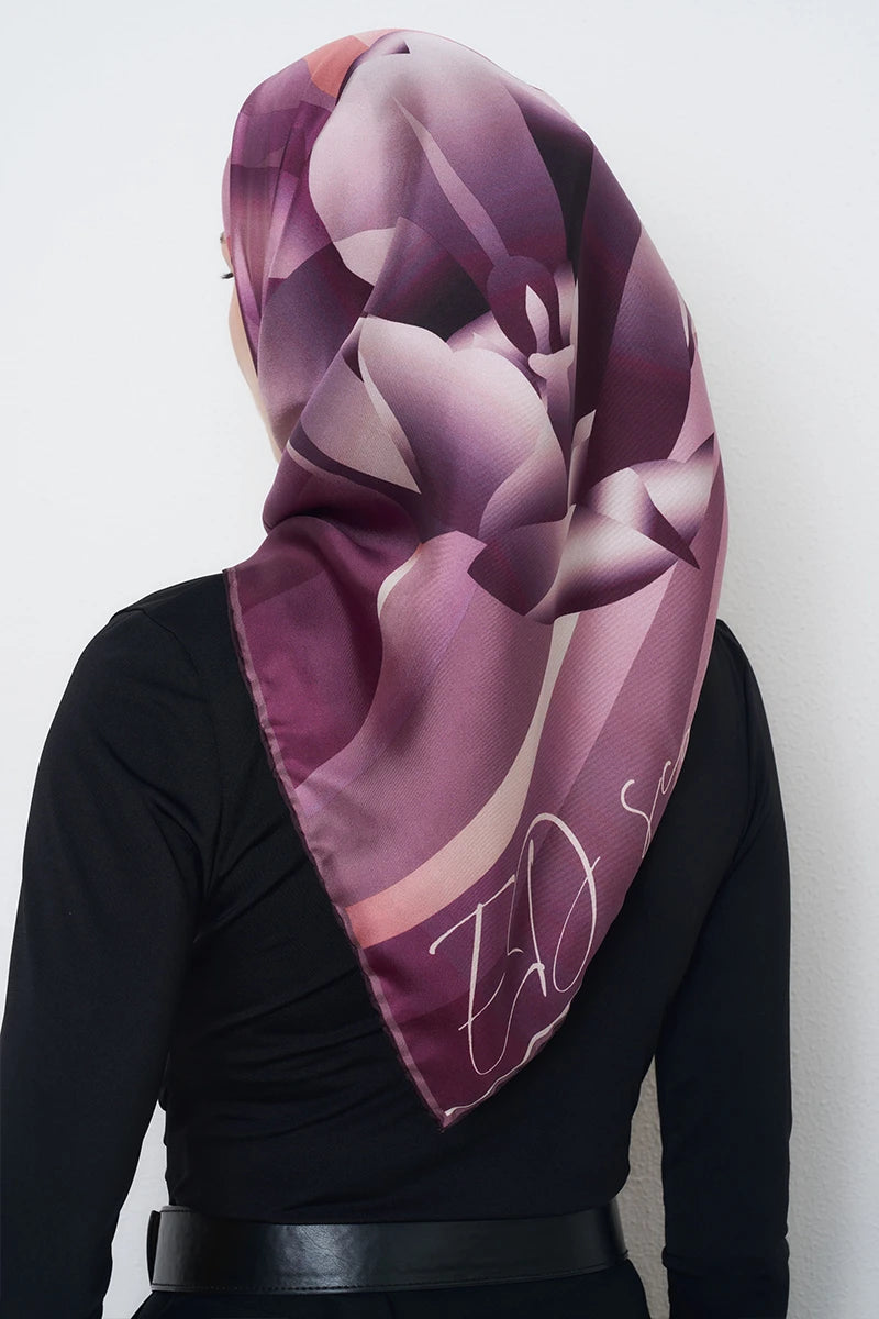 Serap Twill İpek Eşarp - Mürdüm