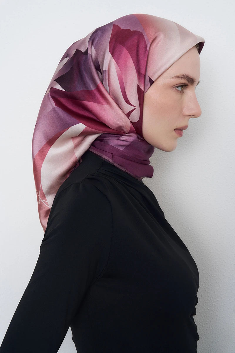 Serap Twill İpek Eşarp - Mürdüm