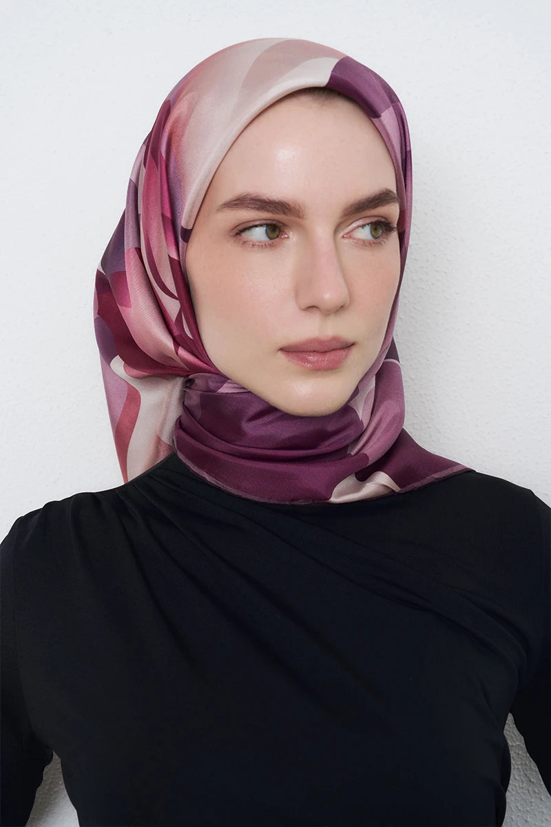 Serap Twill İpek Eşarp - Mürdüm