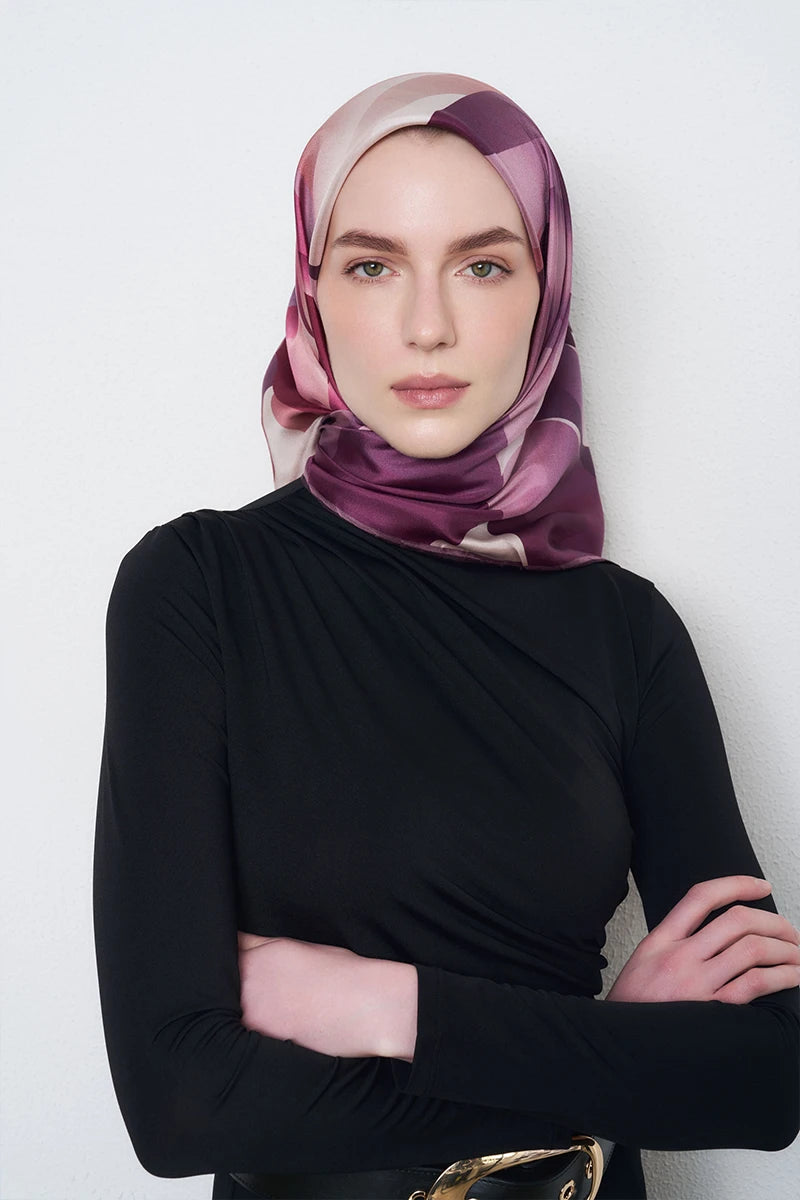 Serap Twill İpek Eşarp - Mürdüm