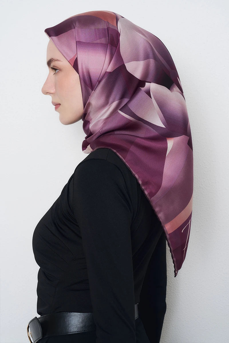 Serap Twill İpek Eşarp - Mürdüm