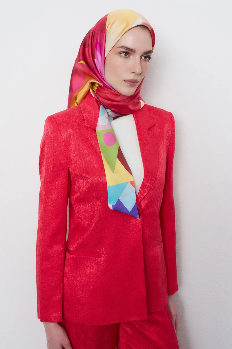 Serap Twill İpek Eşarp - Pembe