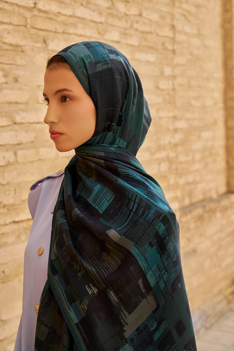 Sitare Yün İpek Şal - Petrol