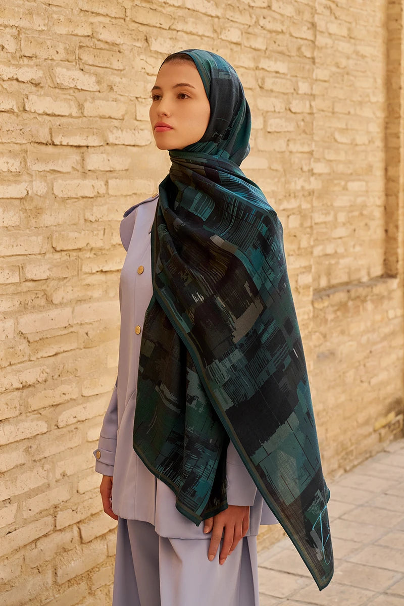 Sitare Yün İpek Şal - Petrol