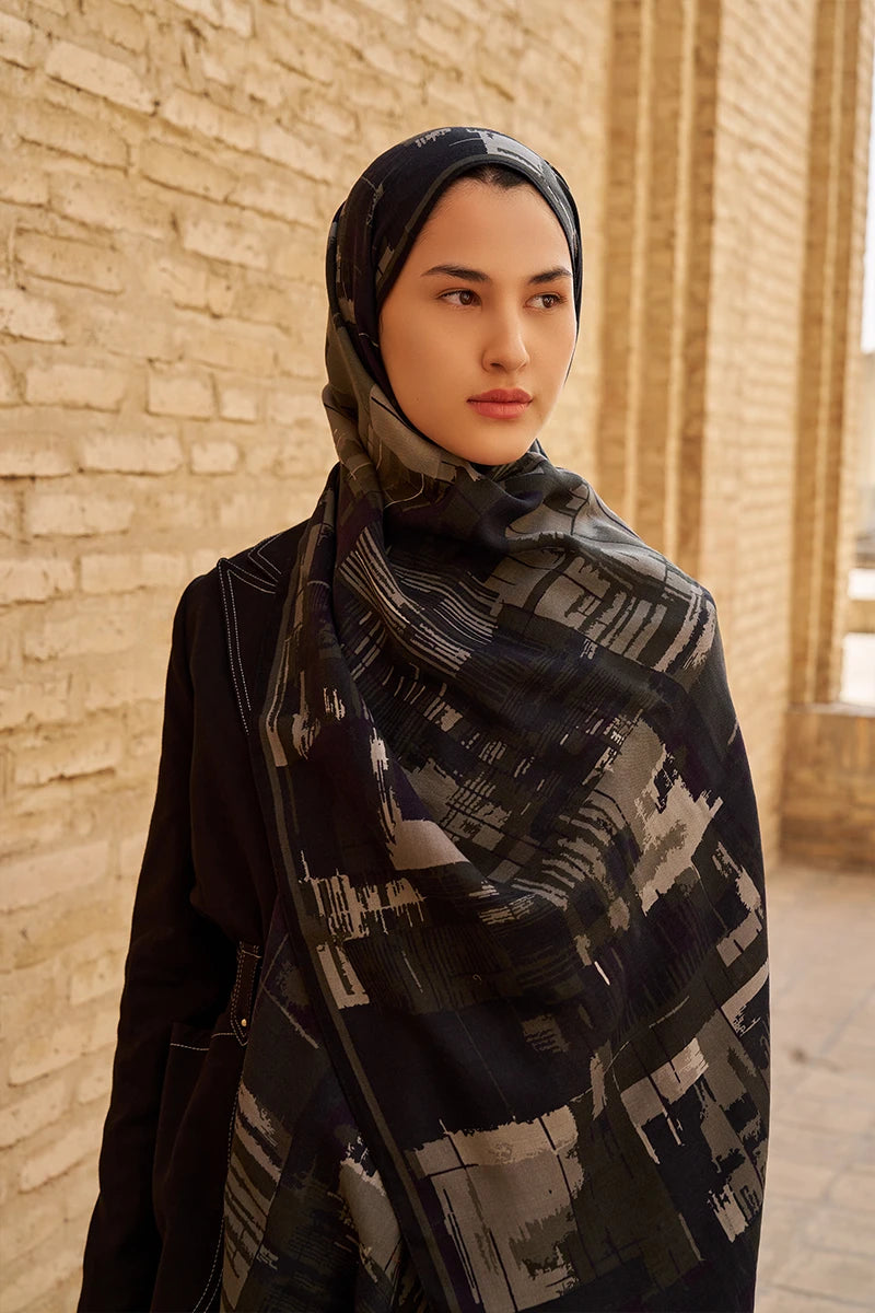 Sitare Yün İpek Şal - Siyah
