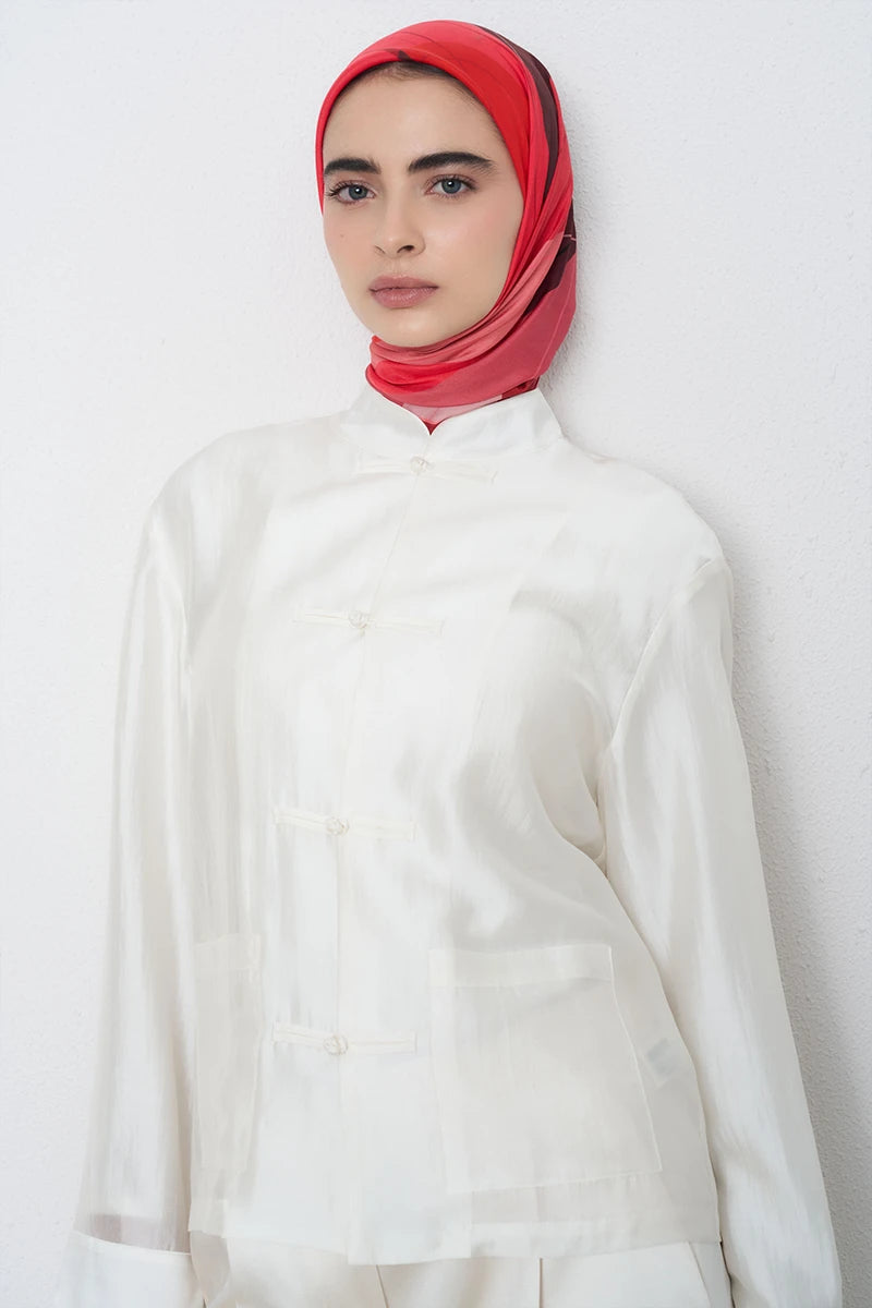 Soyut Desen Viskon Floş Eşarp - Pembe