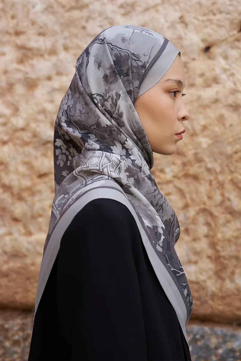 Sunrise Spring Pattern Shawl - Grey