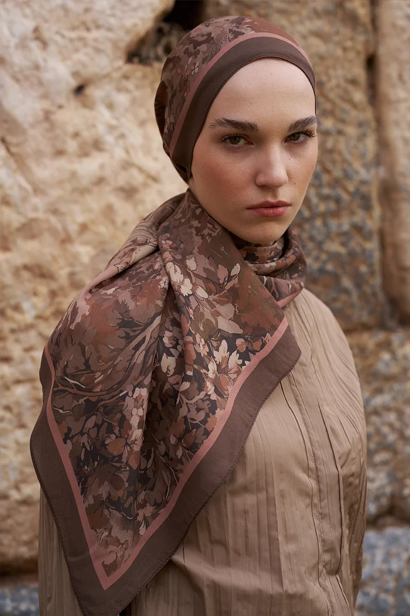 Sunrise Bahar Desen Şal - Kahverengi