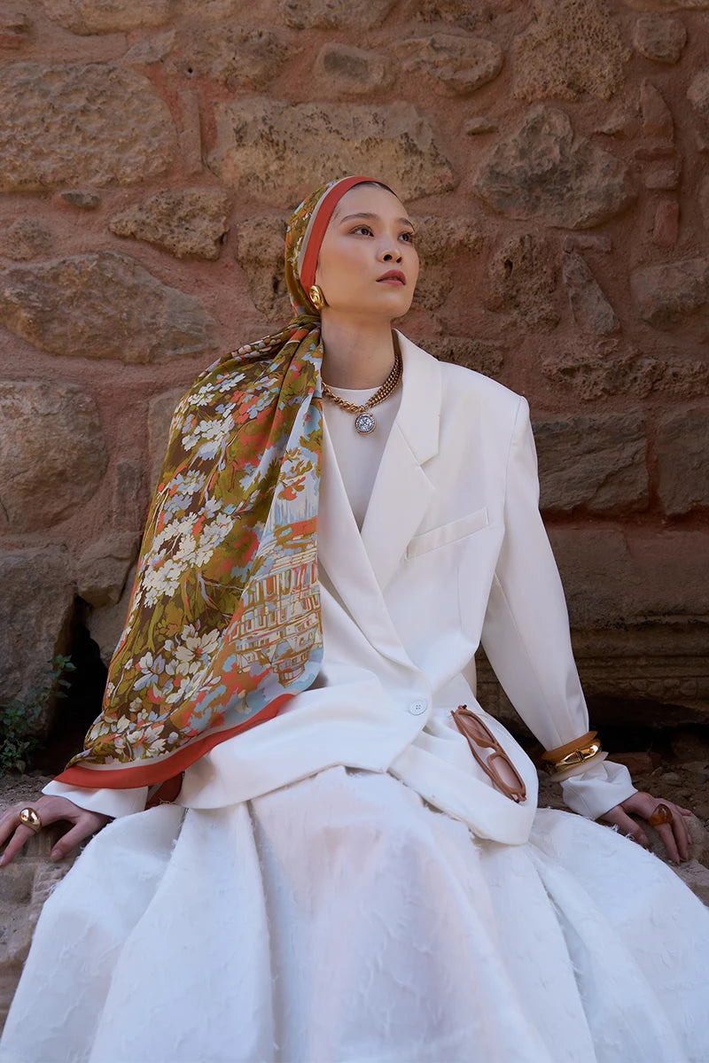 Sunrise Bahar Desen Şal - Turuncu