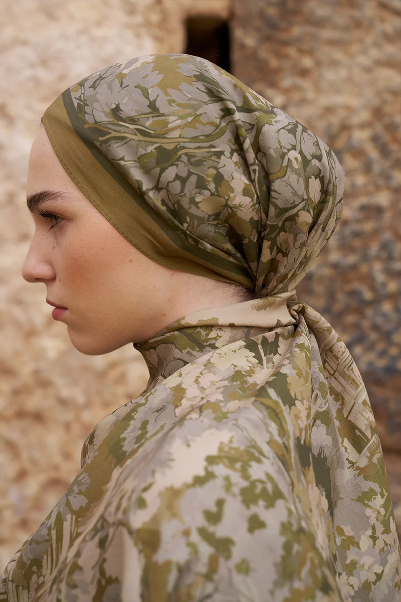 Sunrise Bahar Desen Şal - Haki