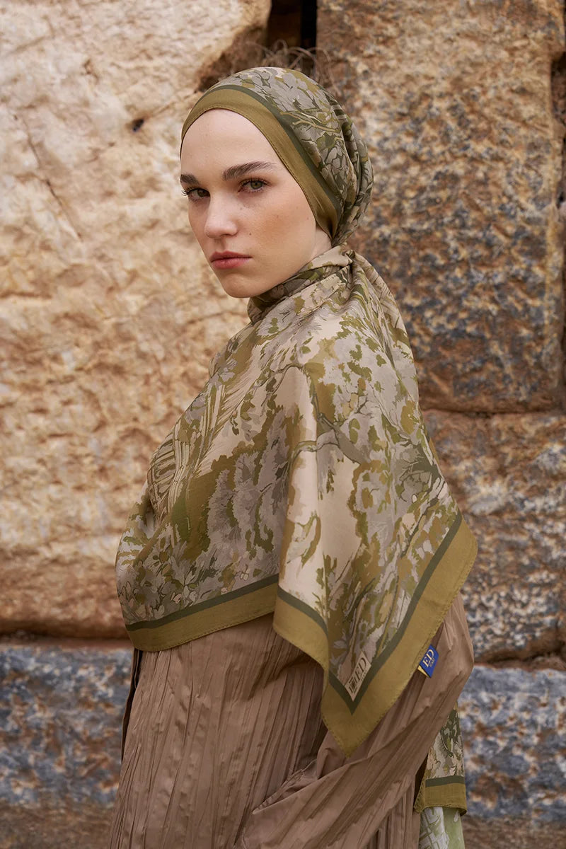 Sunrise Bahar Desen Şal - Haki