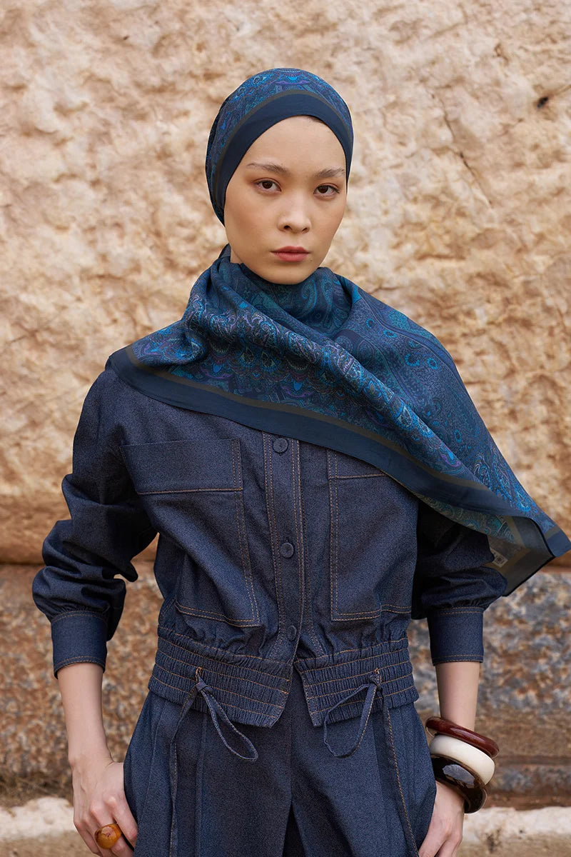 Sunrise Etnik Desen Şal - Lacivert