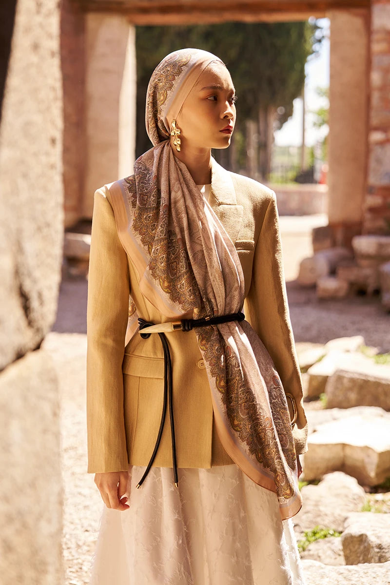 Sunrise Etnik Desen Şal - Yavruağzı