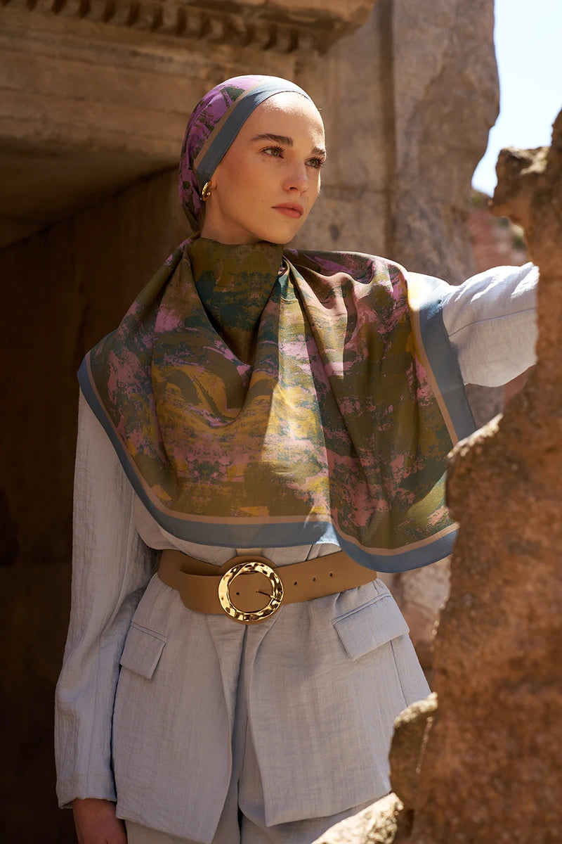 Sunrise Fırça Desen Şal - Mavi