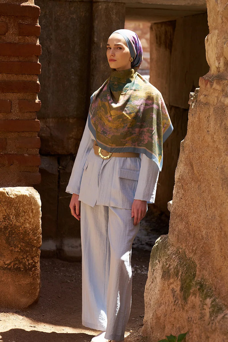 Sunrise Fırça Desen Şal - Mavi