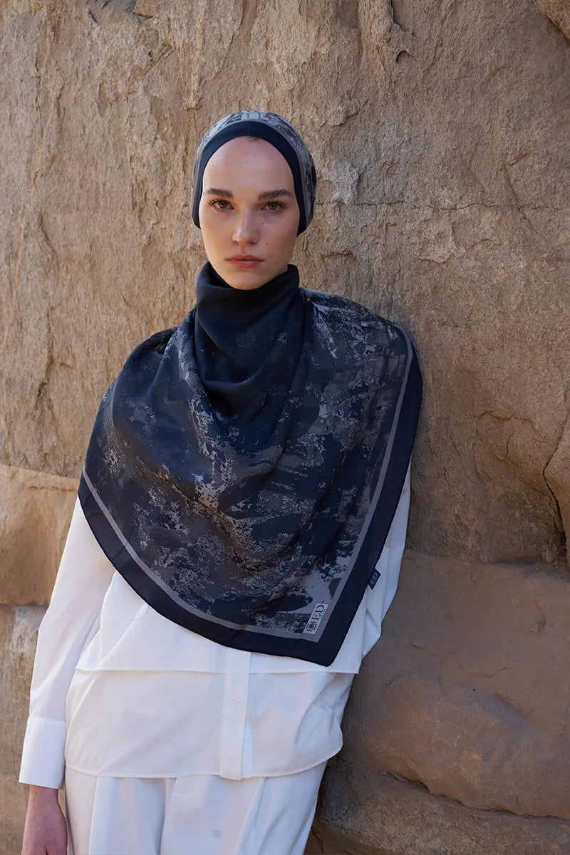 Sunrise Fırça Desen Şal - Siyah