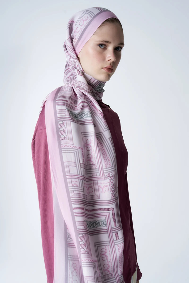 Sunrise Geometrik Desen Şal - Pembe